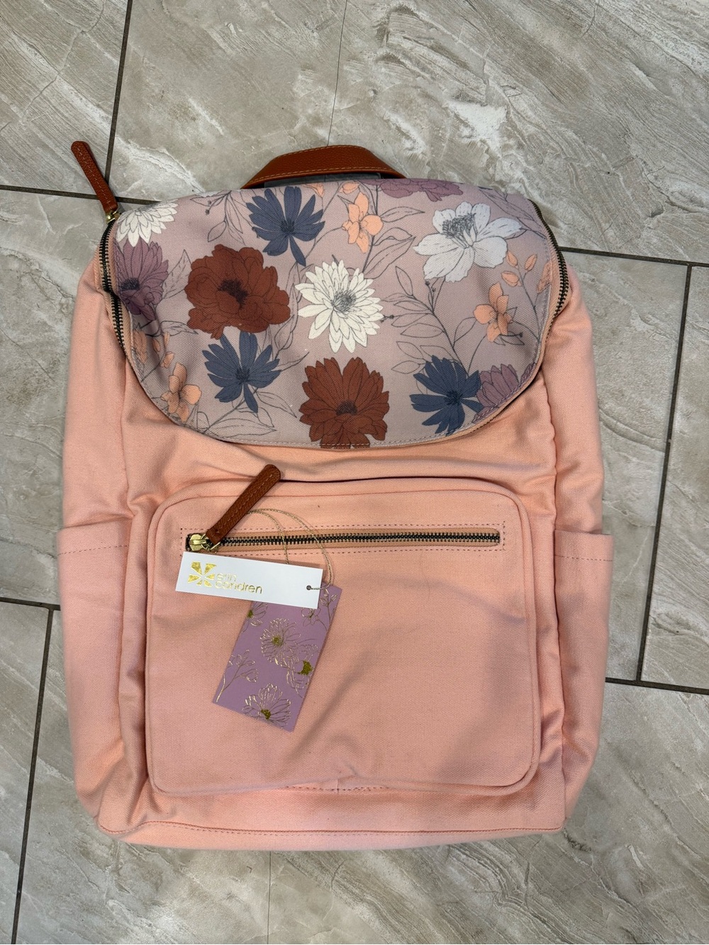 Erin Condren In Bloom Floral Pink Canvas Backpack